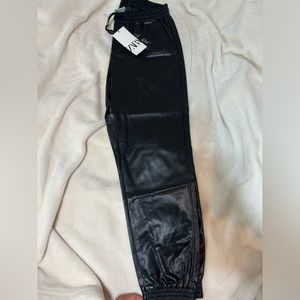 Zara faux leather joggers. High waisted.